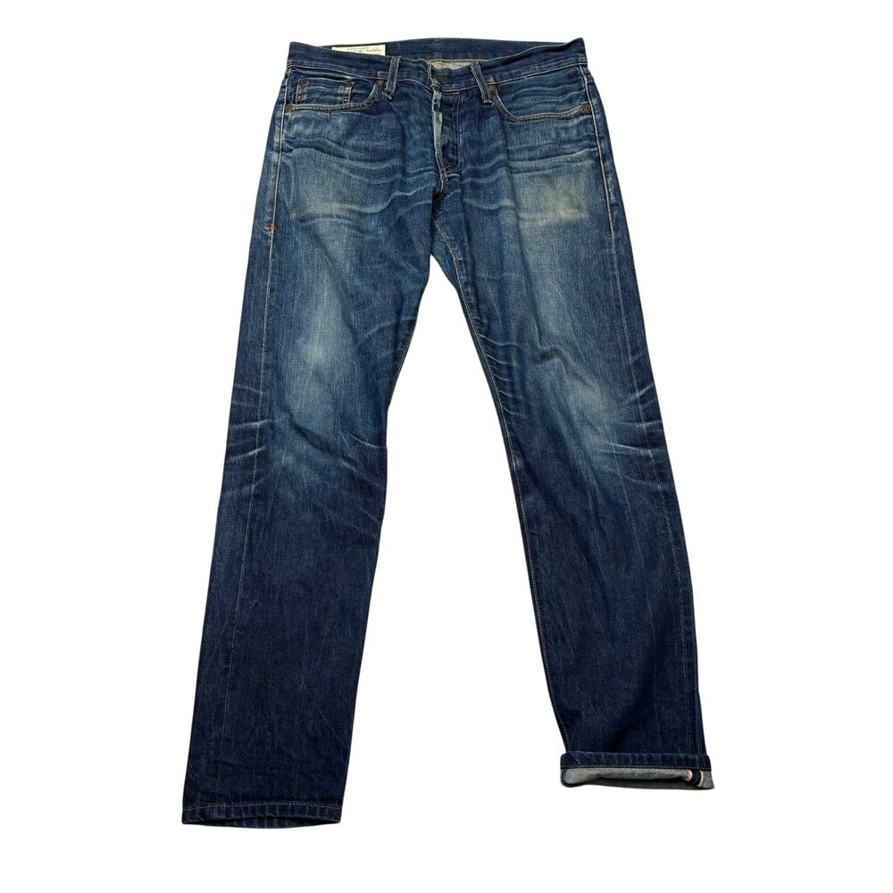 Imogene + Willie Barton Slim Jeans Denim Mens 32x30 Selvedge Whiskers Faded USA